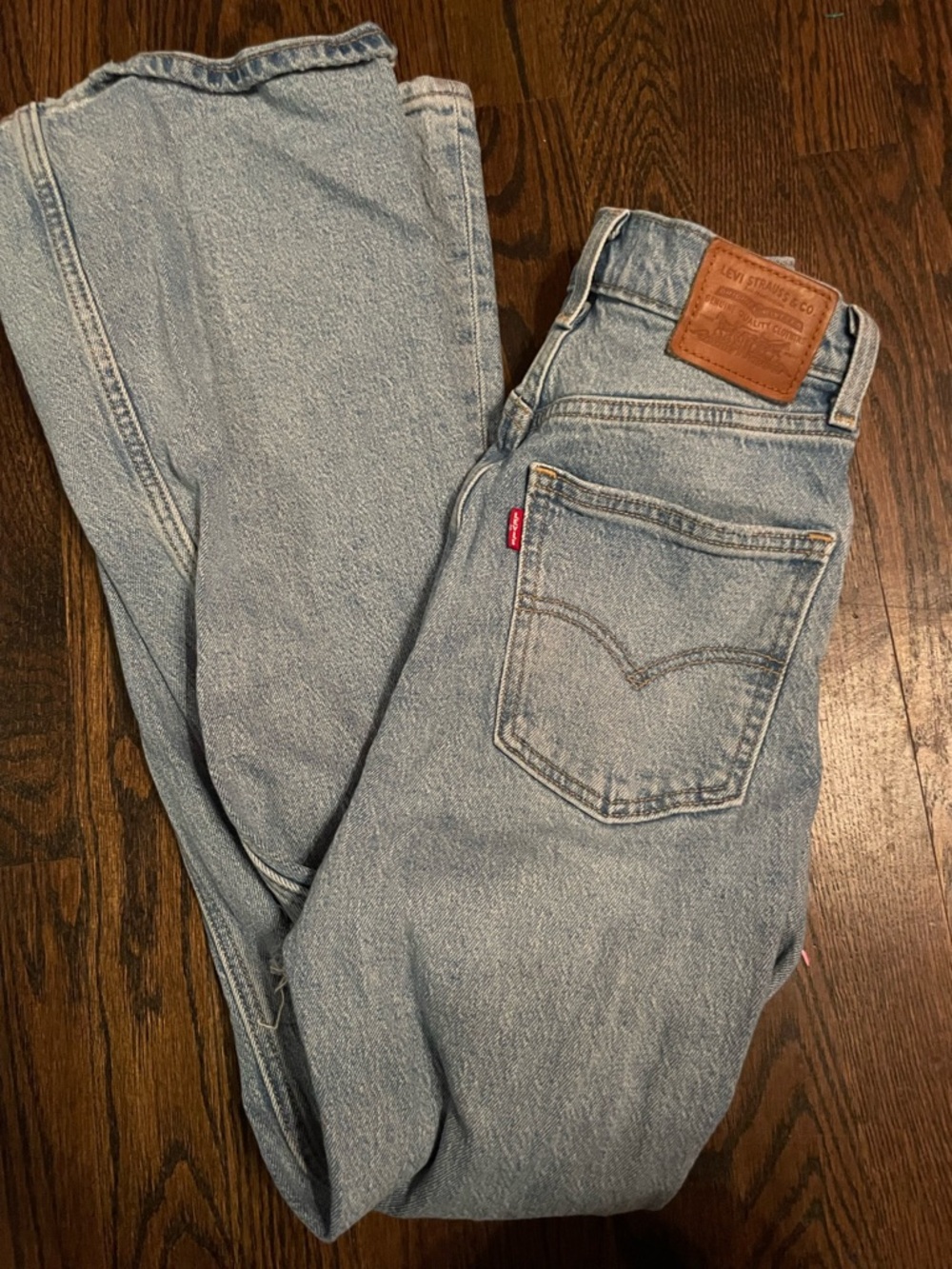 Levi's Light Blue Distressed Flared Jeans - Picture 2 of 3